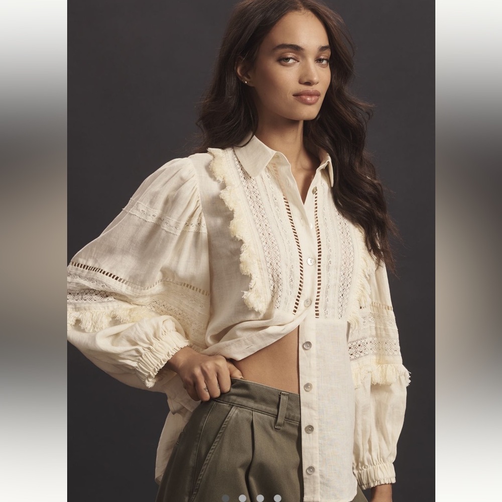 Women's Cream Button Down Shirt